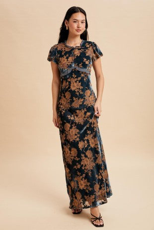 Velvet Bloom Maxi Dress